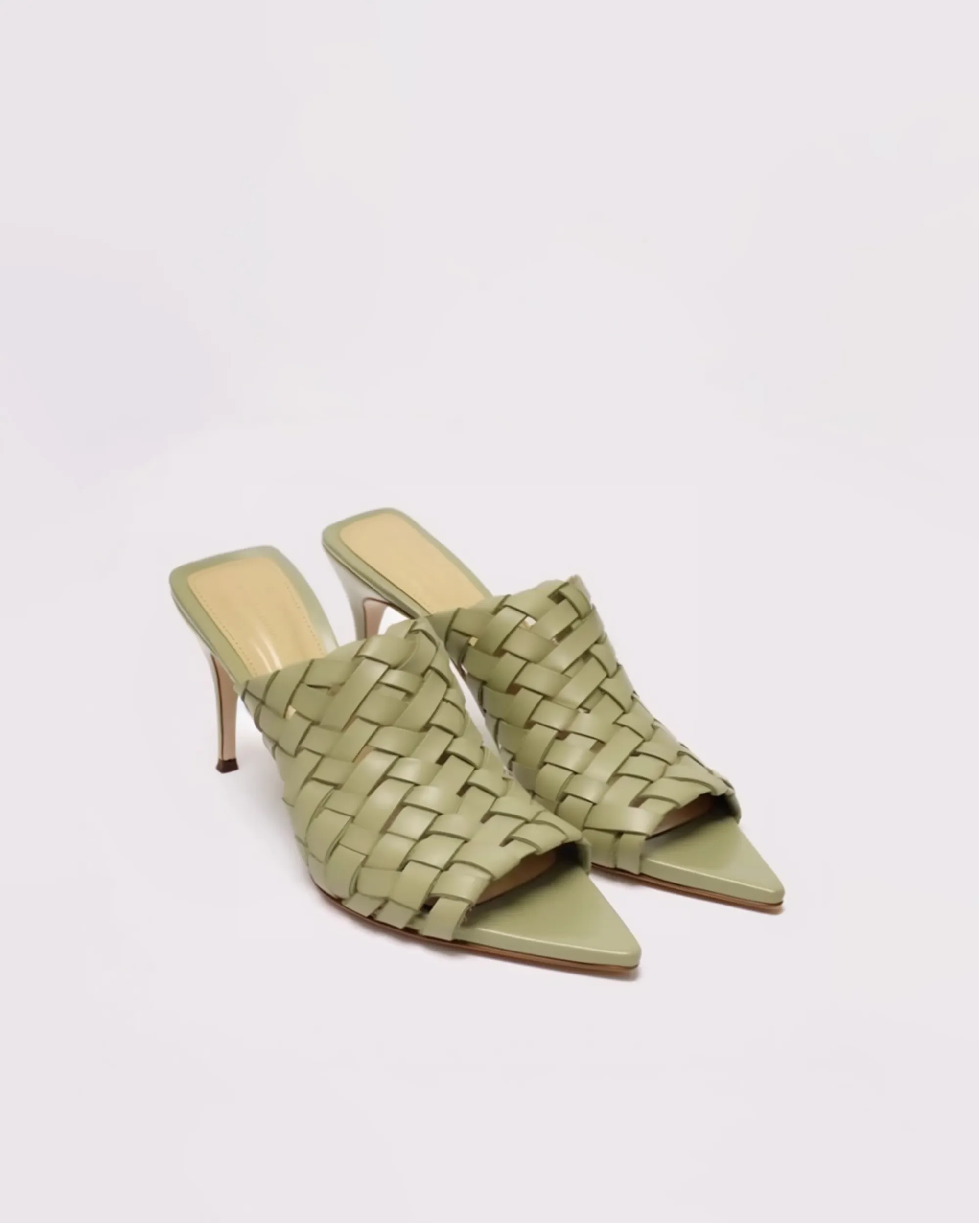 Hannah Woven Stiletto Mules - Green sold by JW PEI
