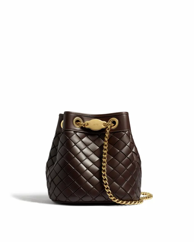 Ruby Woven Bucket Bag - Brown sold by JW PEI