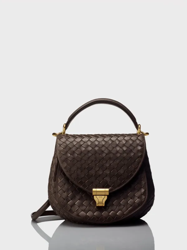 Paisley Woven Saddle Bag - Chocolate sold by JW PEI
