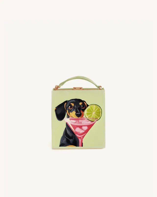 Leah Cocktail Dachshund Book Clutch - Green sold by JW PEI