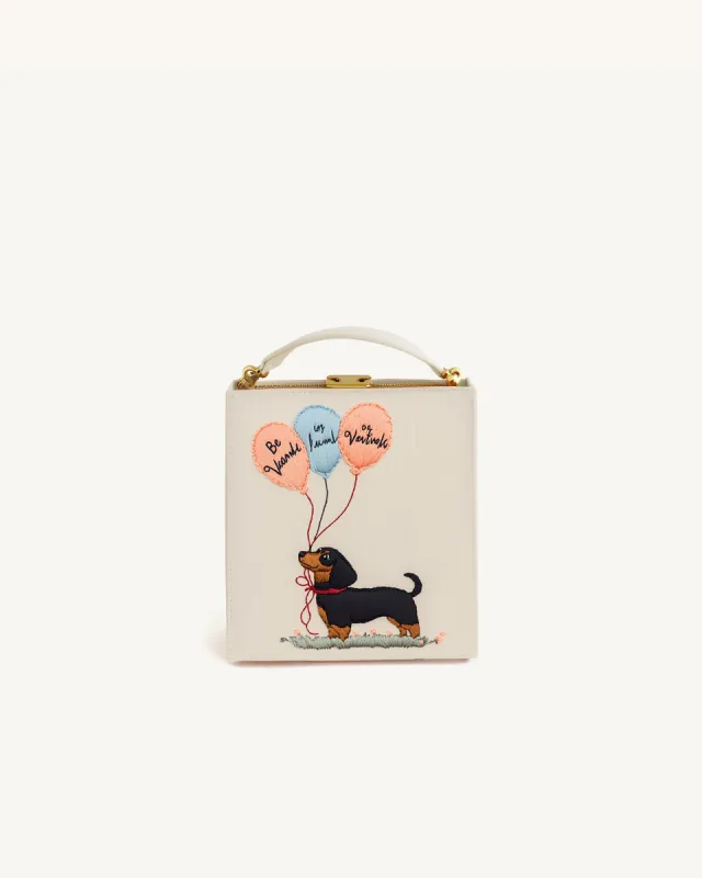 Vivian Balloons & Dachshund Book Clutch - Cream sold by JW PEI