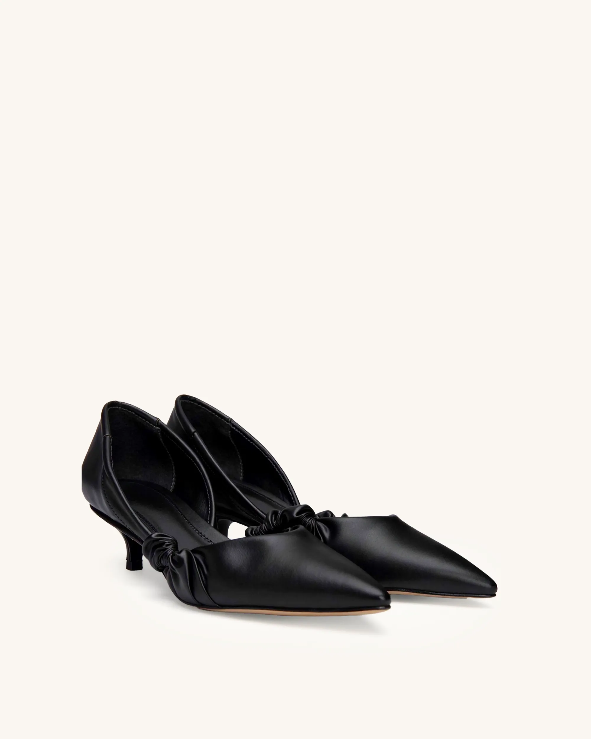 Maya Knotted Pointed-Toe Kitten Heels - Black sold by JW PEI