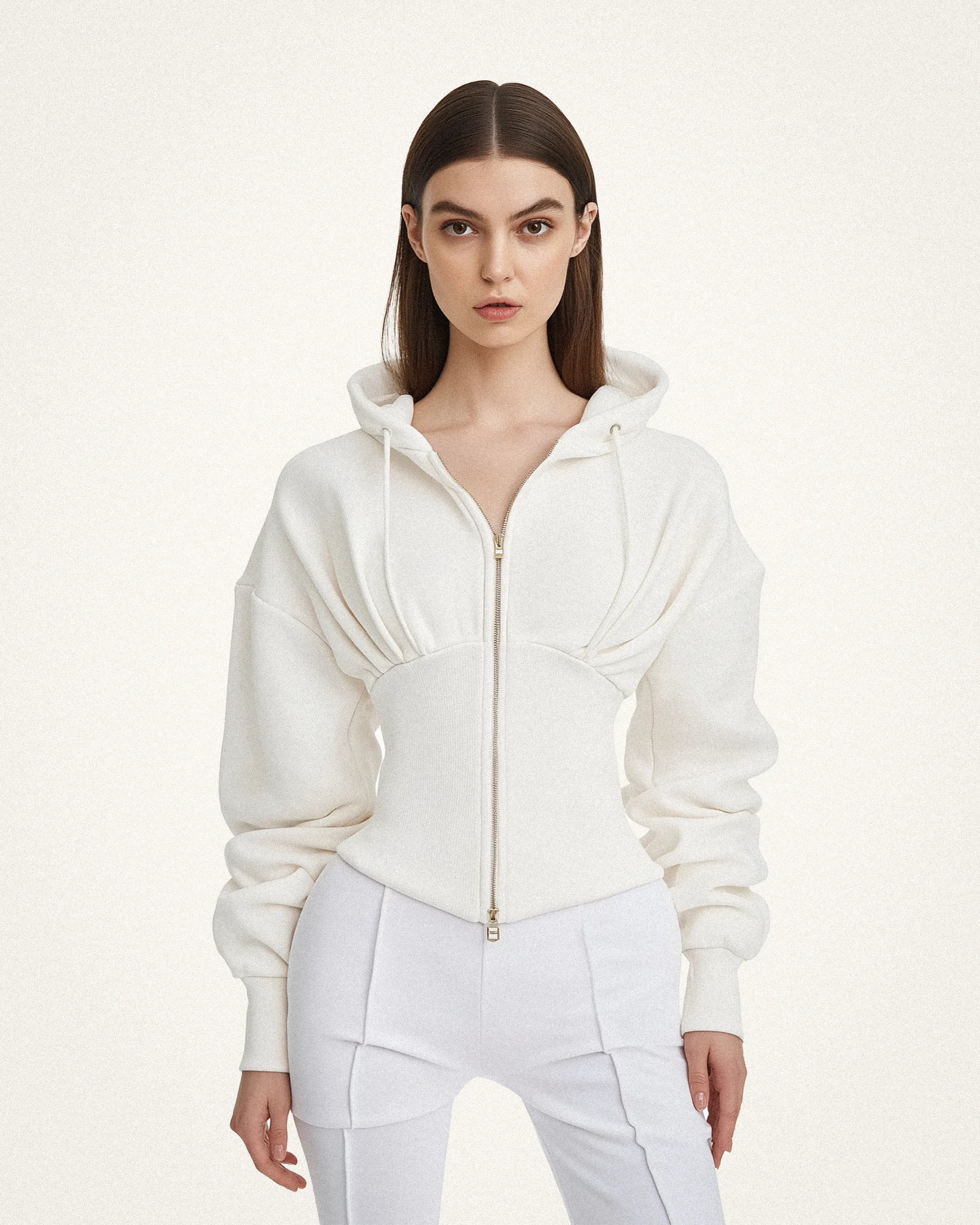 Penelope Corset Structured Hoodie - White sold by JW PEI