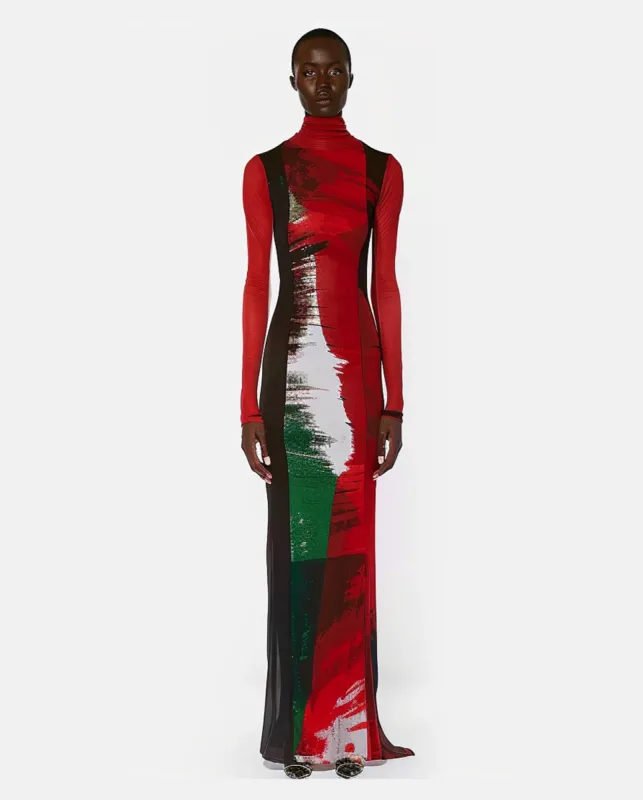 Luna Abstract Print Gown - Multicolor sold by JW PEI