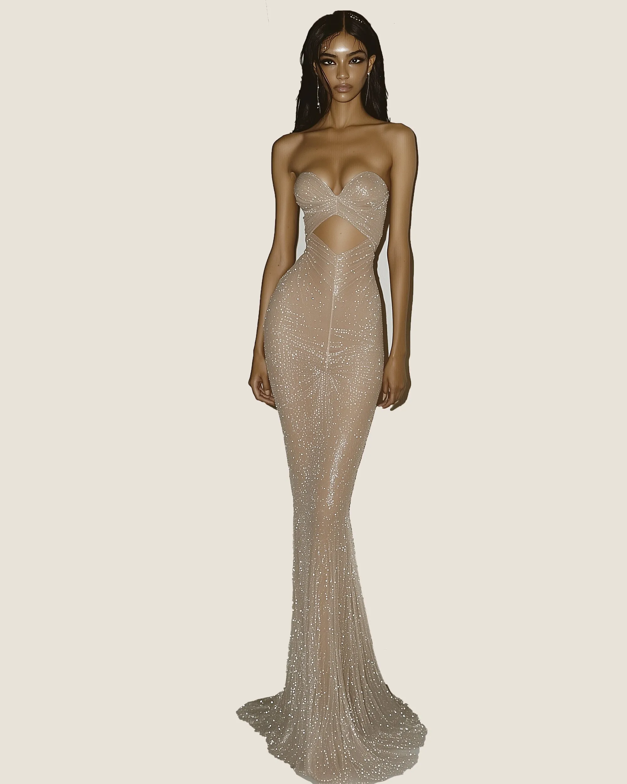 Aubrey Shimmering Gown - Champagne sold by JW PEI