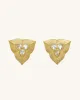 Leaf Earrings - 18ct Gold Plated & White Zircon sold by JW PEI