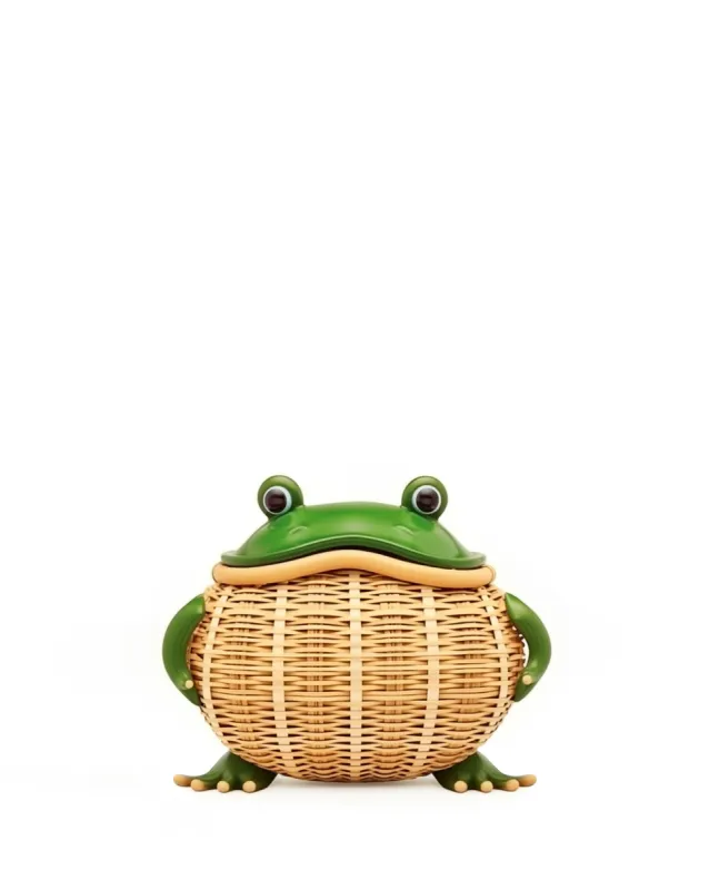 Frog Shape Rattan Clutch Bag - Green sold by JW PEI