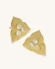 Leaf Earrings - 18ct Gold Plated & White Zircon sold by JW PEI