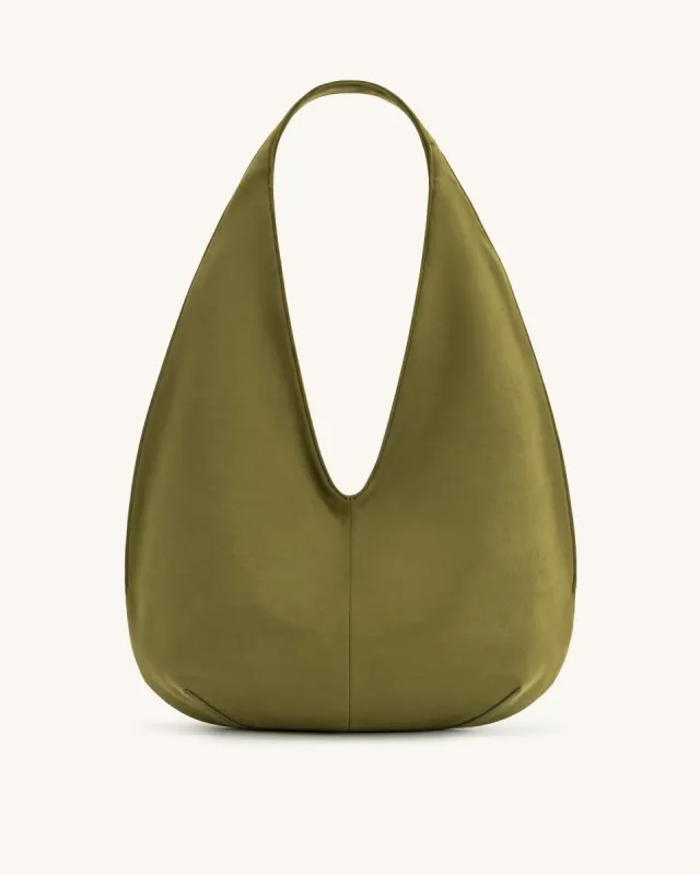 Dara Faux Suede Hobo Bag - Dark Olive sold by JW PEI