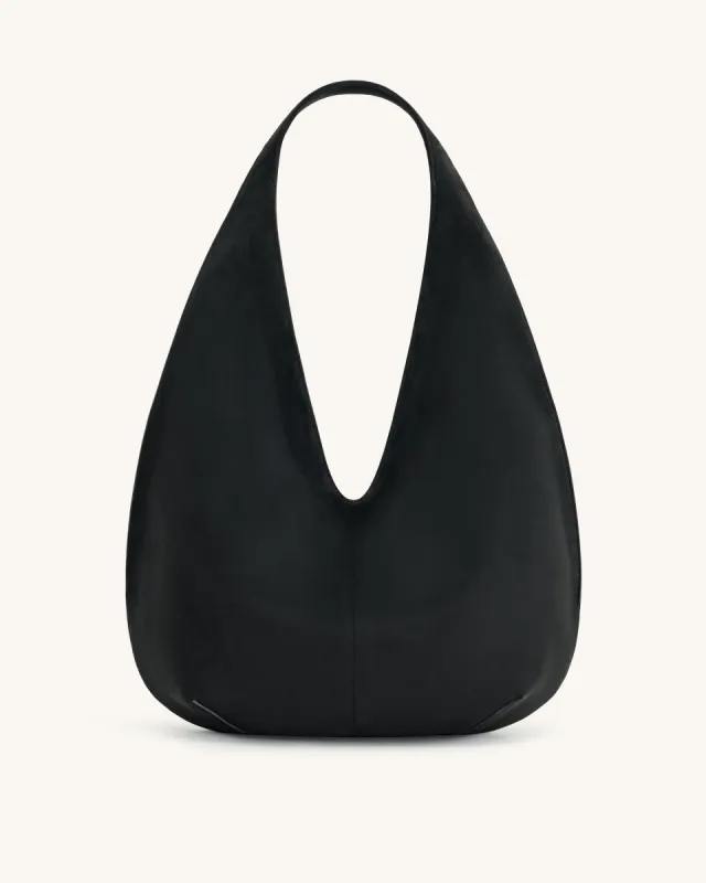 Dara Faux Suede Hobo Bag - Black sold by JW PEI
