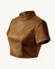 Grace Faux Suede Crop Top and Mini Skirt Set - Camel sold by JW PEI