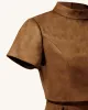 Grace Faux Suede Crop Top and Mini Skirt Set - Camel sold by JW PEI