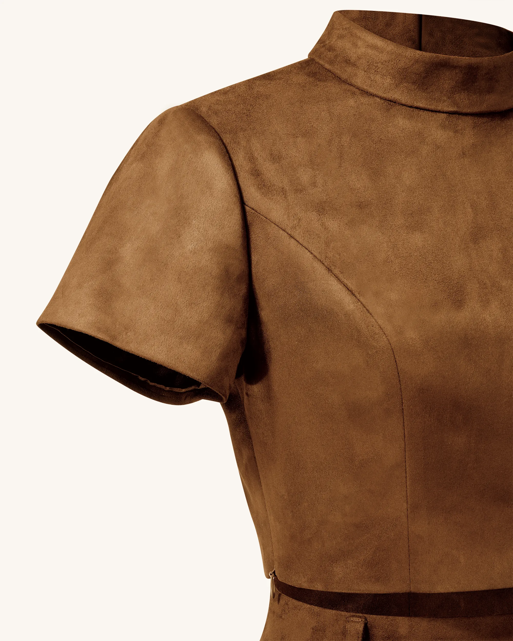 Grace Faux Suede Crop Top and Mini Skirt Set - Camel sold by JW PEI product image thumbnail 4