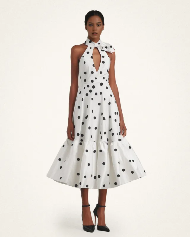 Maya Polk Dot Halter Dress - Black/White sold by JW PEI