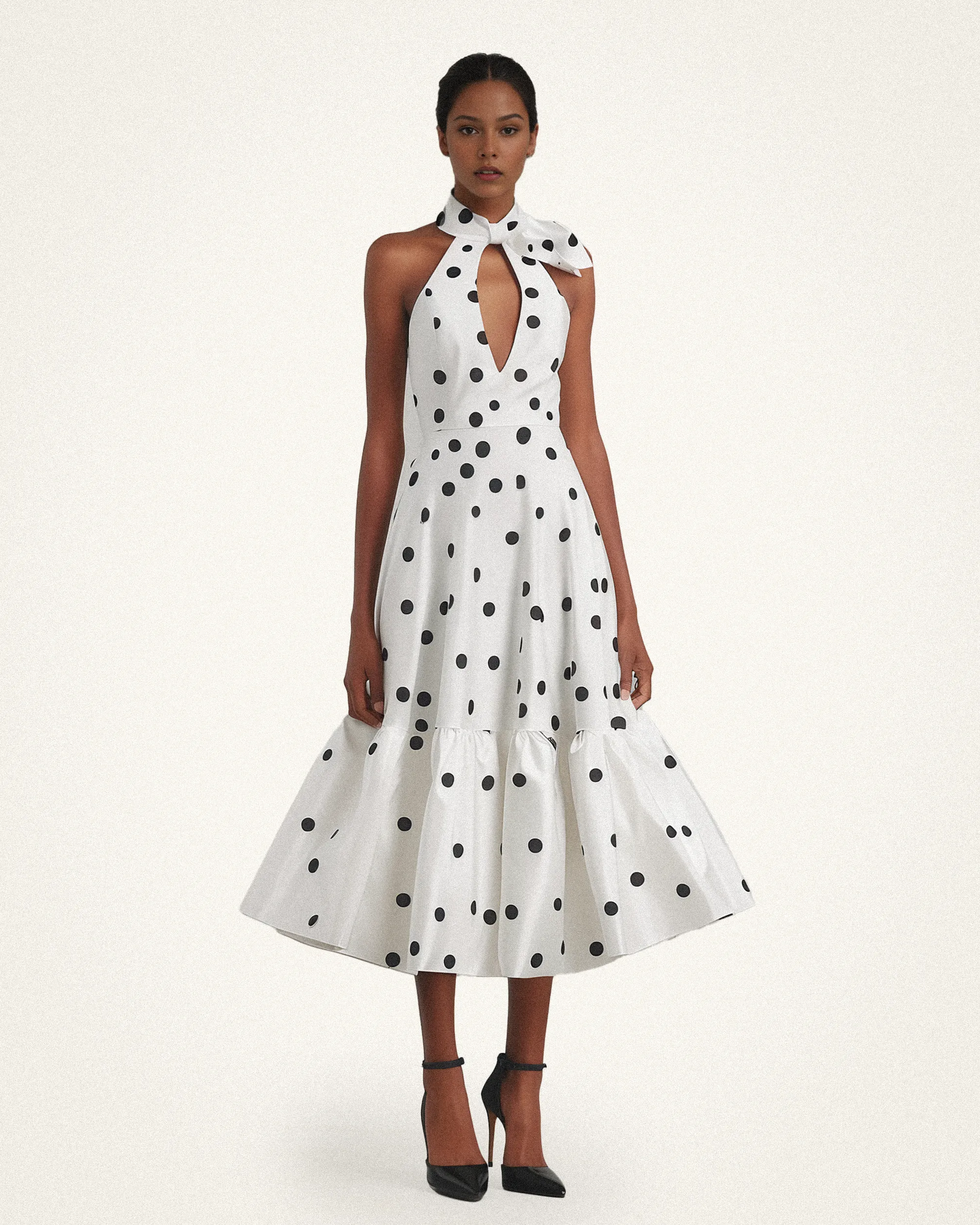 Maya Polk Dot Halter Dress - Black/White sold by JW PEI