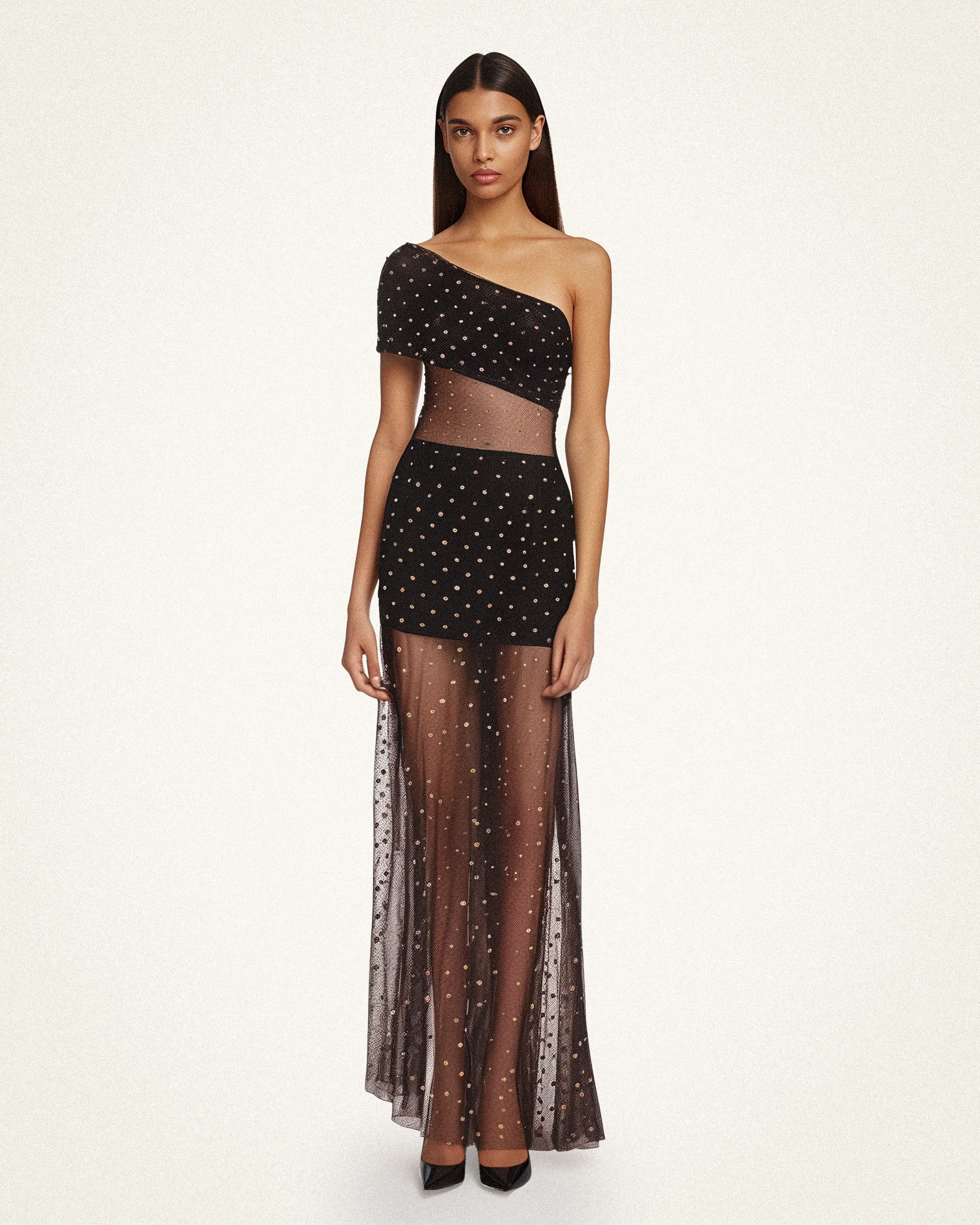 Isabella Polk Dot Cutout Dress - Black/Gold sold by JW PEI