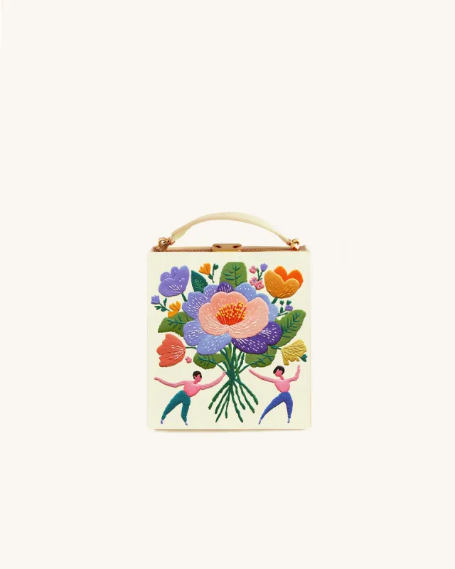 Aaliyah Flower Basket Box Clutch - Cream sold by JW PEI