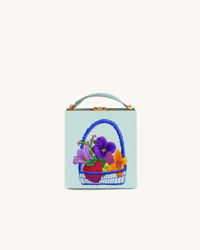 Riley Flower Basket Box Clutch - Blue sold by JW PEI