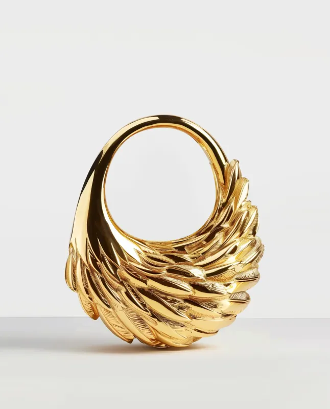 Sarah Feather Crescent Top Handle Bag - Gold sold by JW PEI