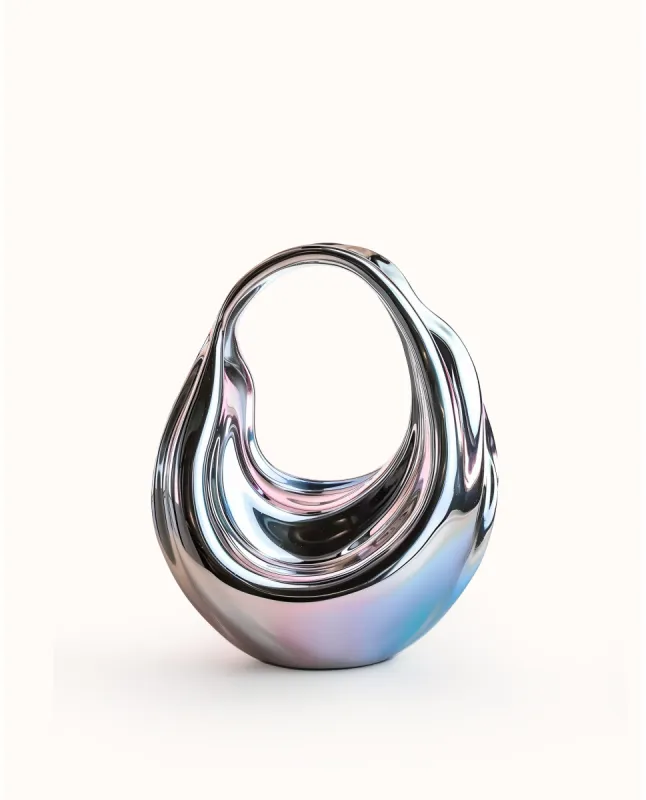 Arianna Wave Crescent Top Handle Bag - Silver sold by JW PEI