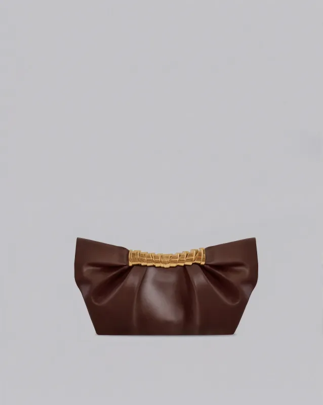 Aurora Clutch with Gold Accent - Brown sold by JW PEI