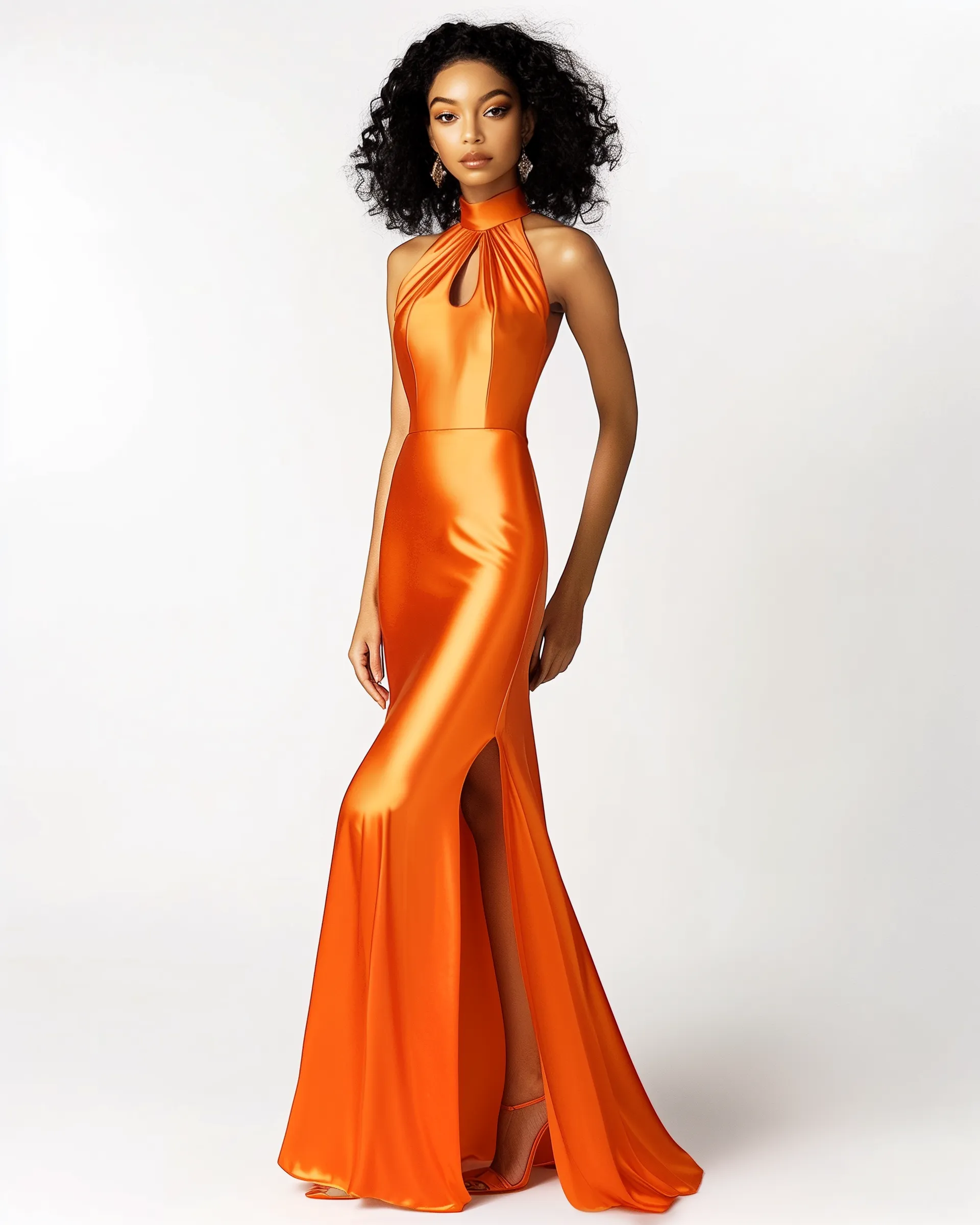 Nora Halter Neck Long Dress - Orange sold by JW PEI