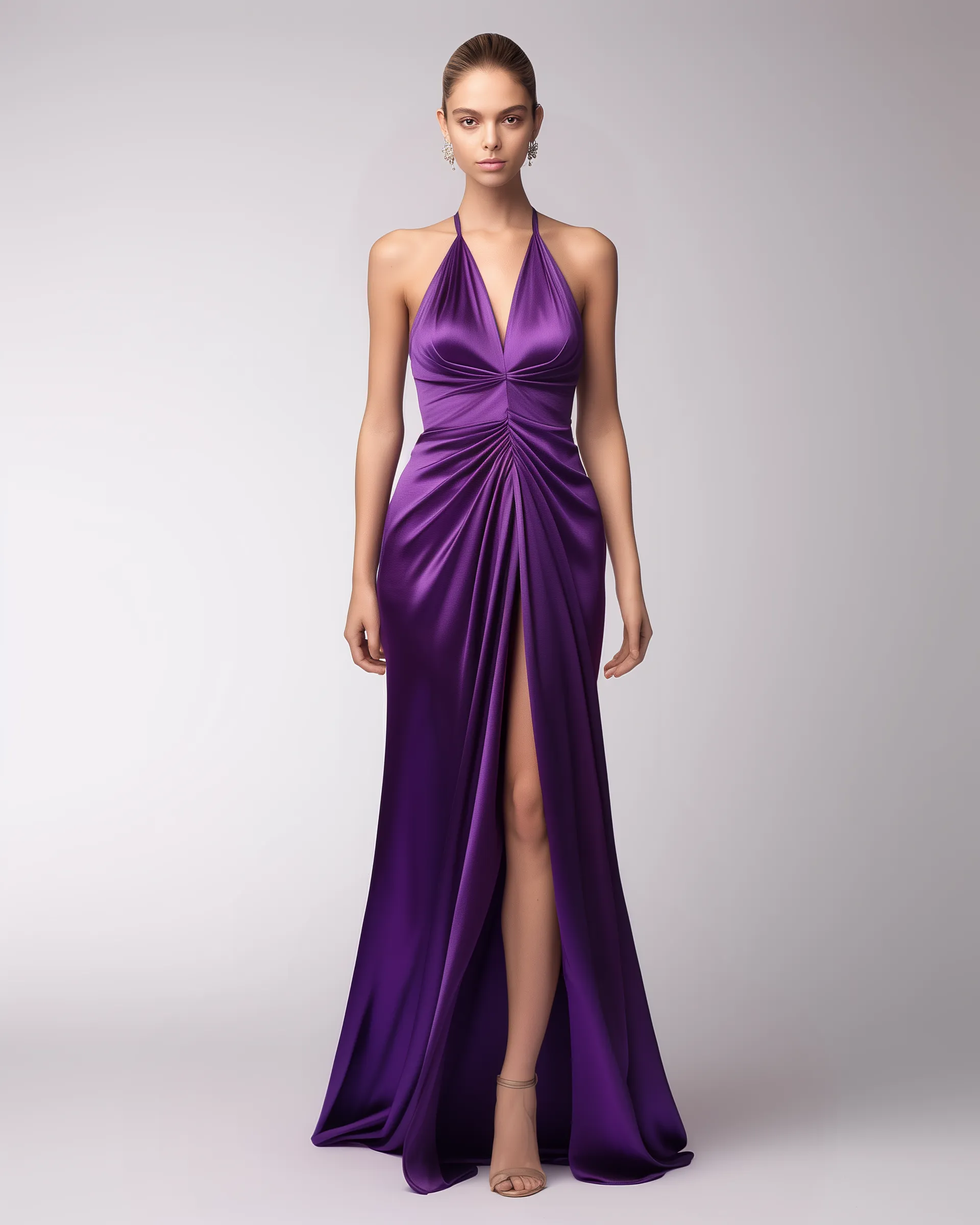 Luna Halter Neck Long Dress - Purple sold by JW PEI