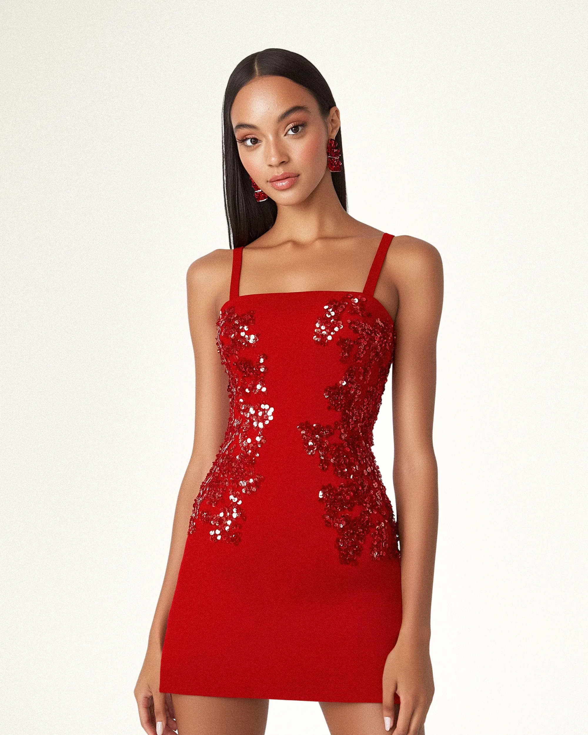 Addison Sequined Mini Dress - Red sold by JW PEI