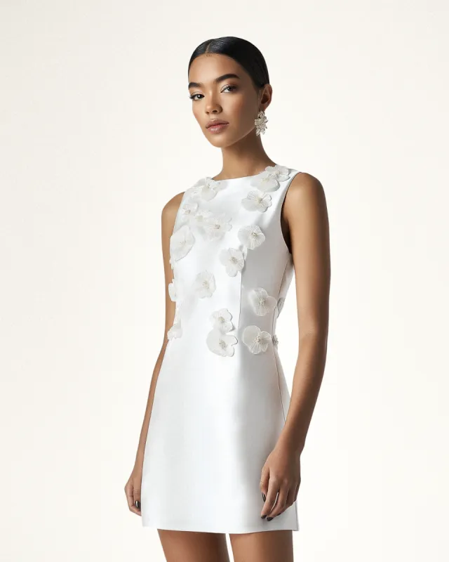 Sofia Floral Embellished Strapless Dress - White sold by JW PEI