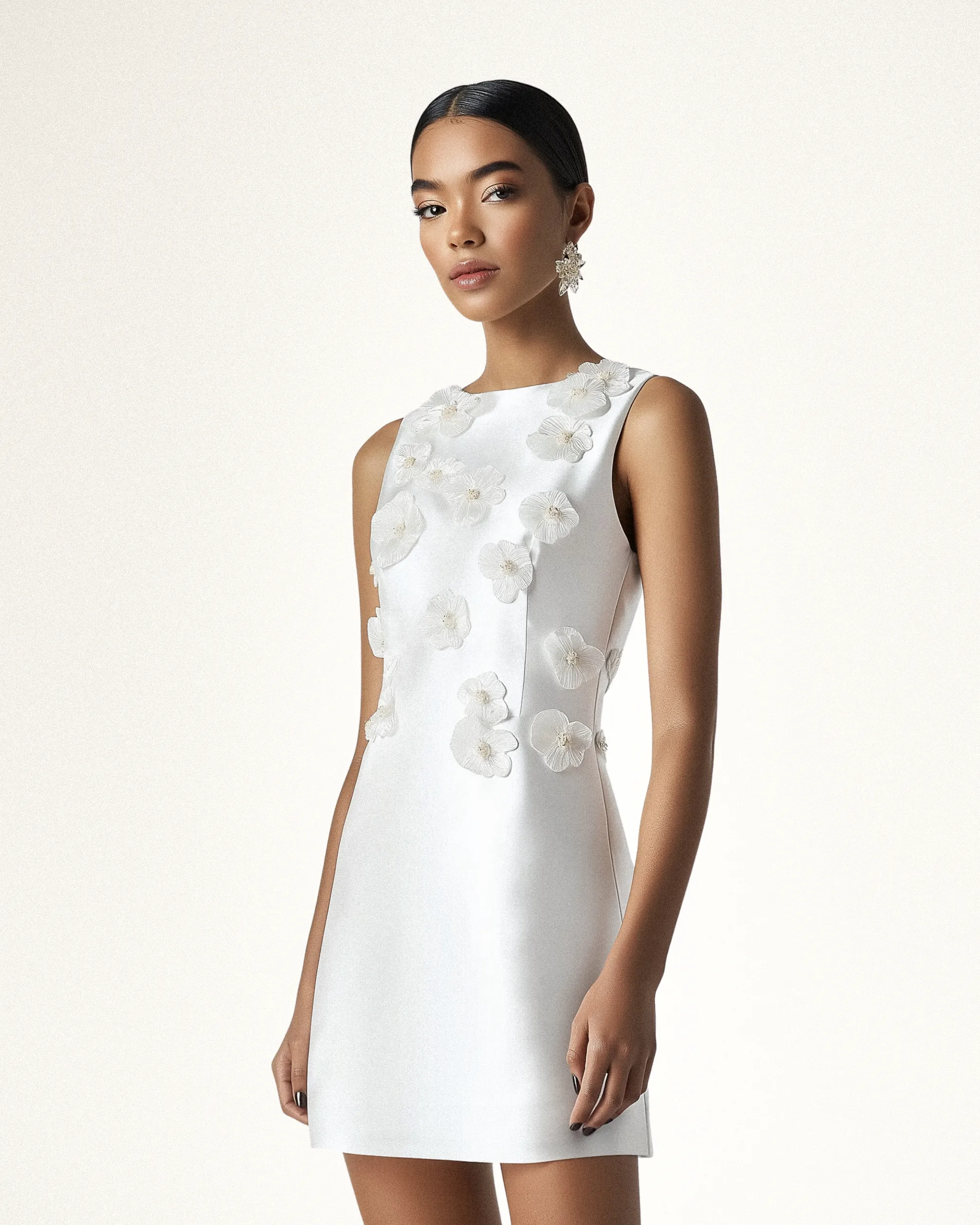 Sofia Floral Embellished Strapless Dress - White sold by JW PEI