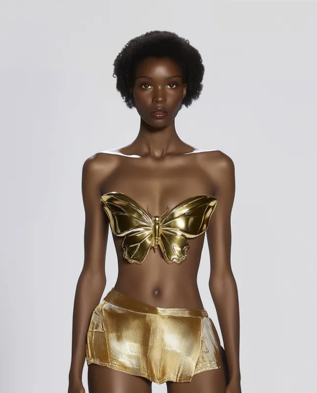 Piper Butterfly Corset Top - Gold sold by JW PEI