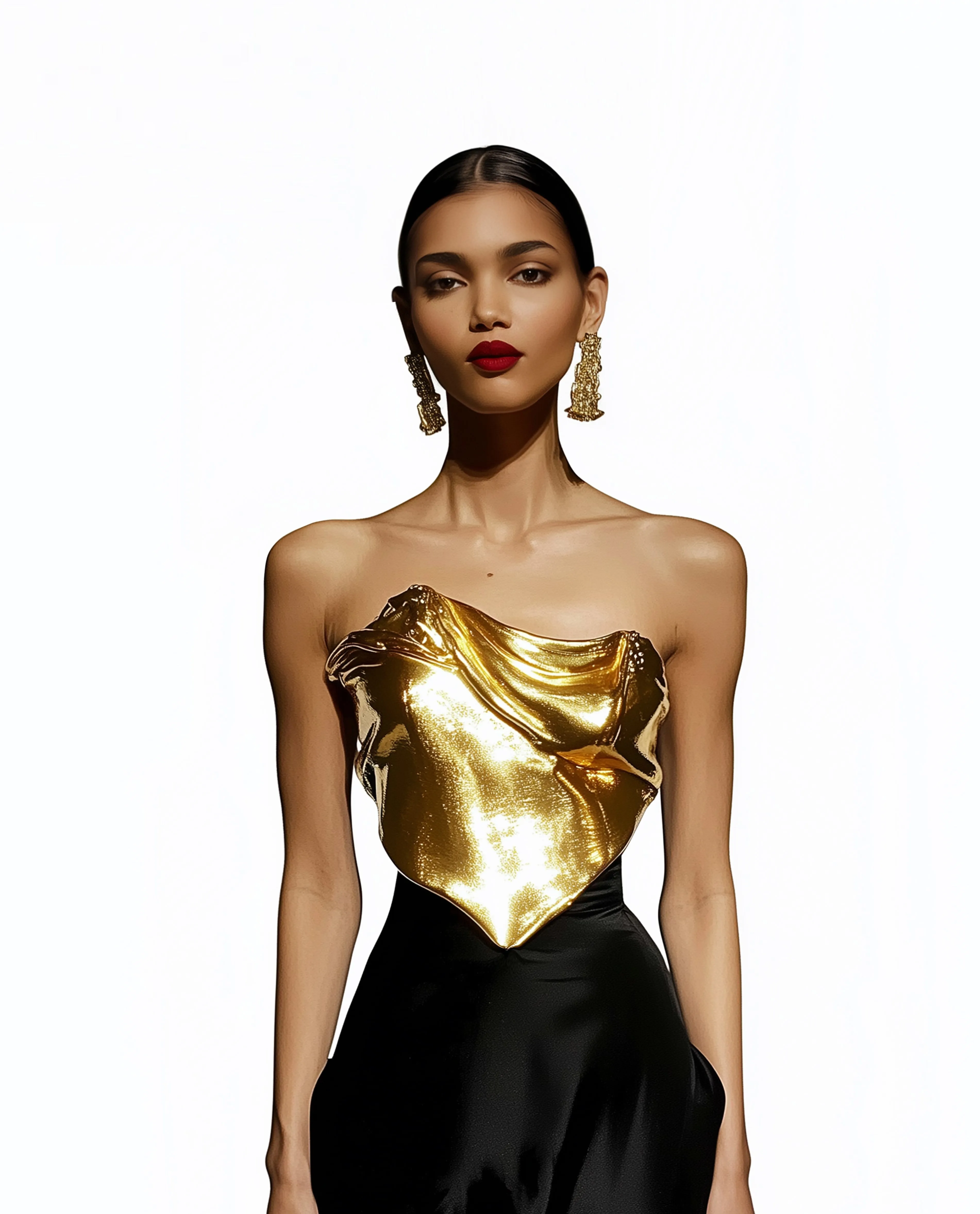 Sofia Metallic Draped Corset Top - Gold sold by JW PEI