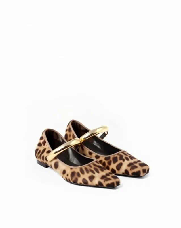 Luna Leopard Print Mary Janes - Beige sold by JW PEI