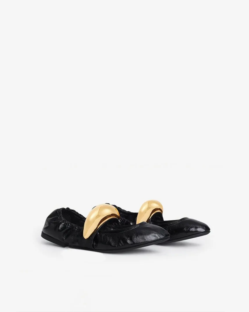 Elizabeth Metallic Accent Ballet Flats - Black sold by JW PEI