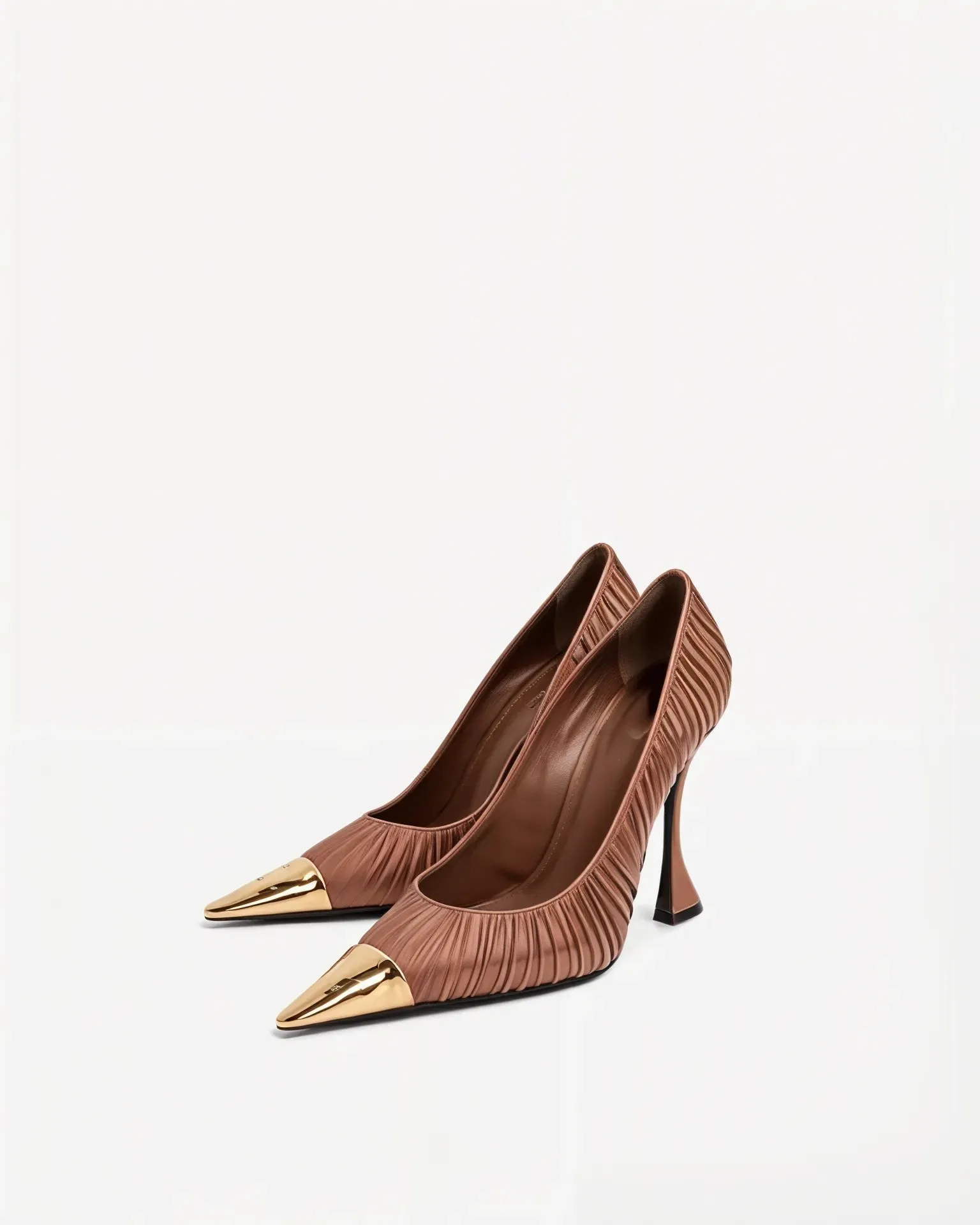 Isabella Ruched Leather Pumps - Brown sold by JW PEI