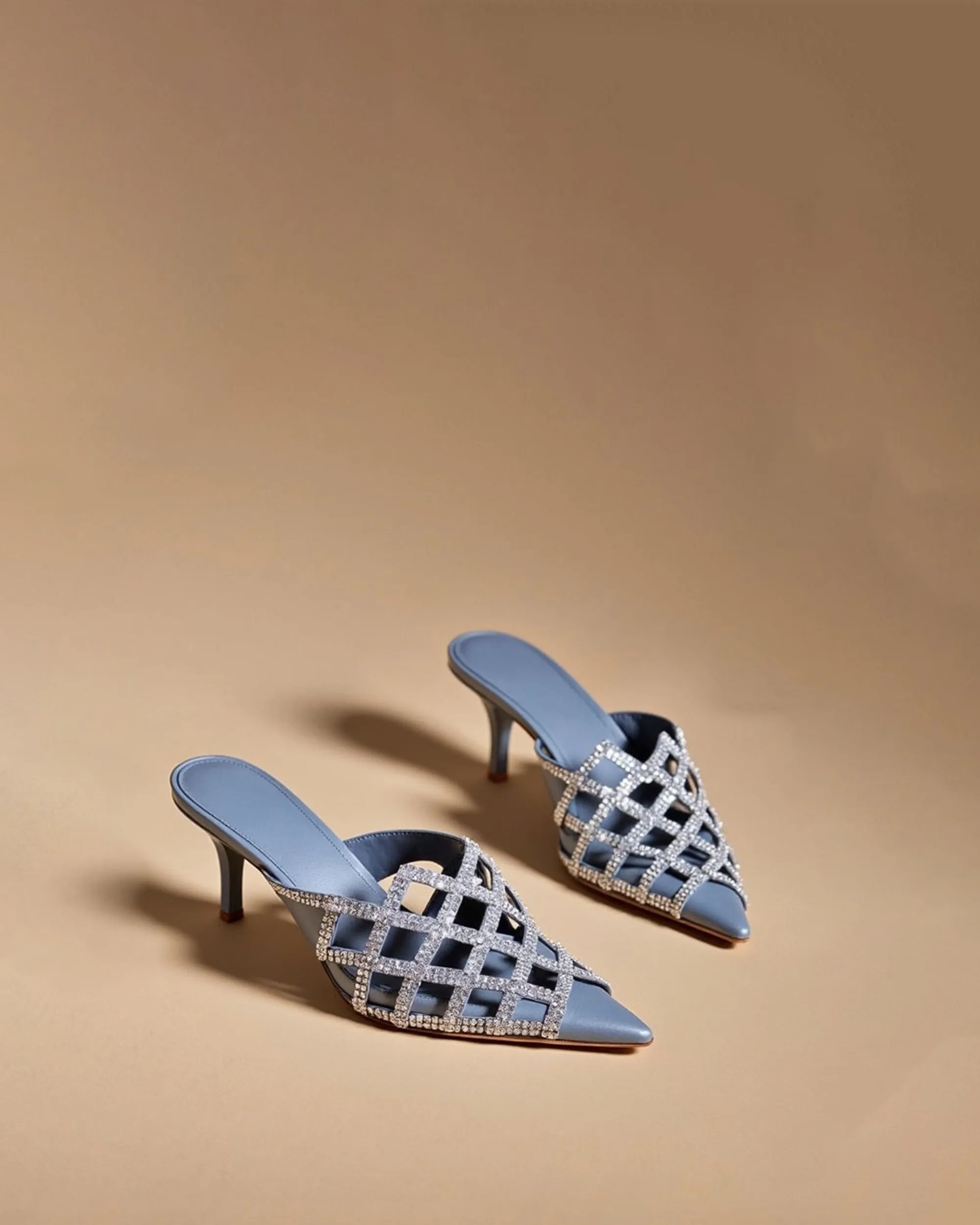 Eloise Embellished Mesh Mules - Blue sold by JW PEI