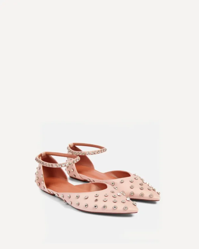 Maya Ballet Flats with Crystal Embellishments - Pink sold by JW PEI