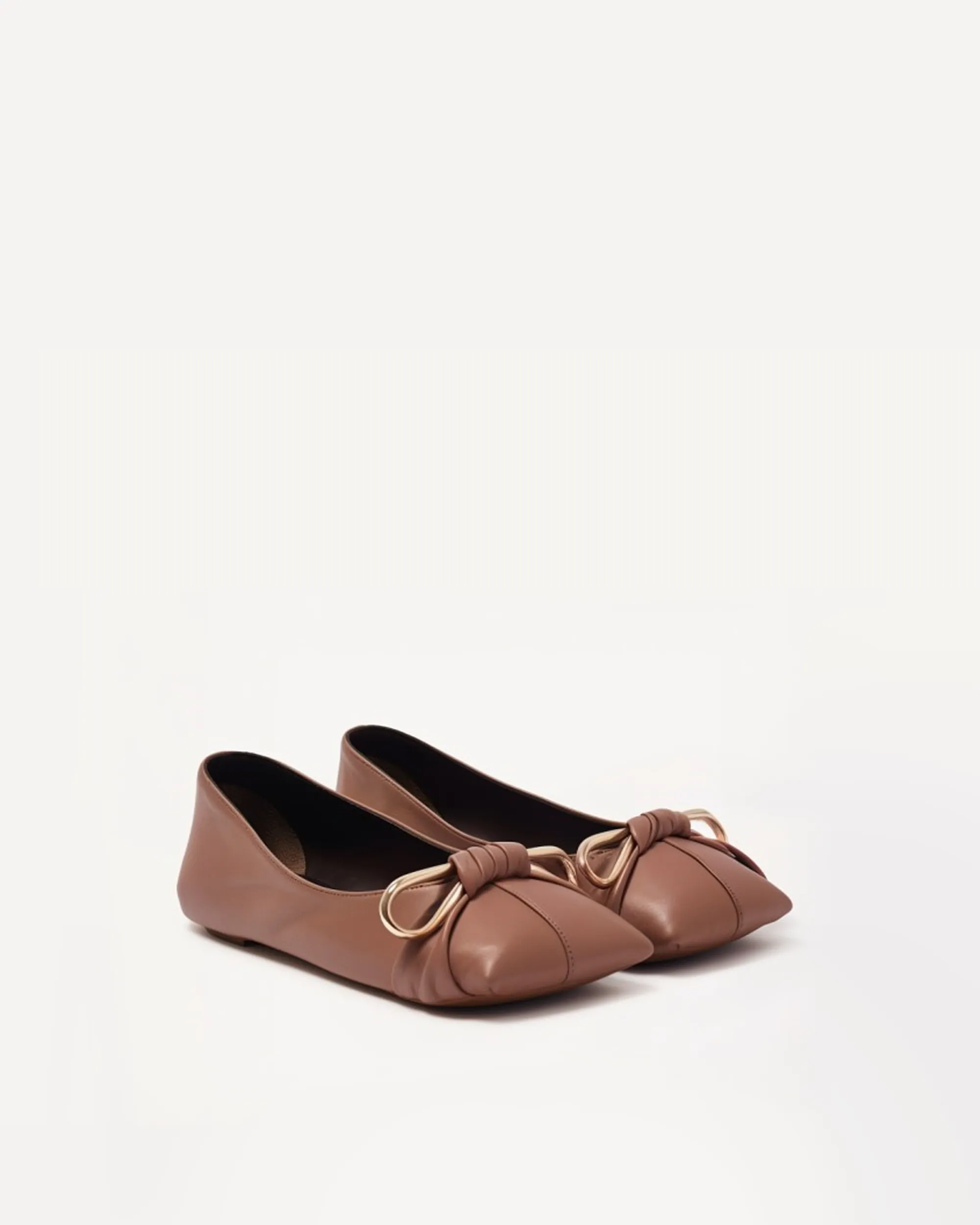 Aria Gold Ring Detail Flats - Brown sold by JW PEI