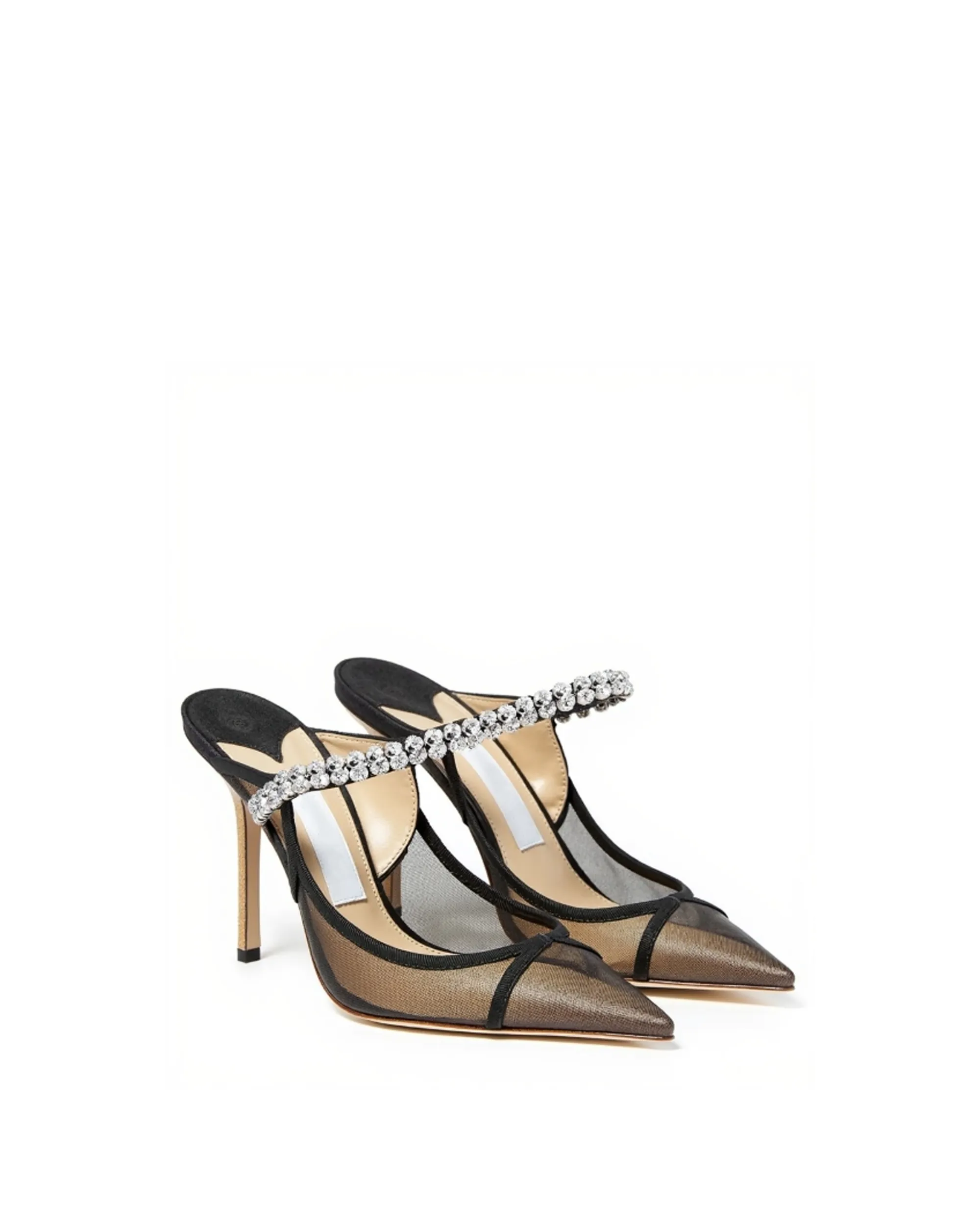 Scarlett Crystal Strap Mules - Gold/Black sold by JW PEI