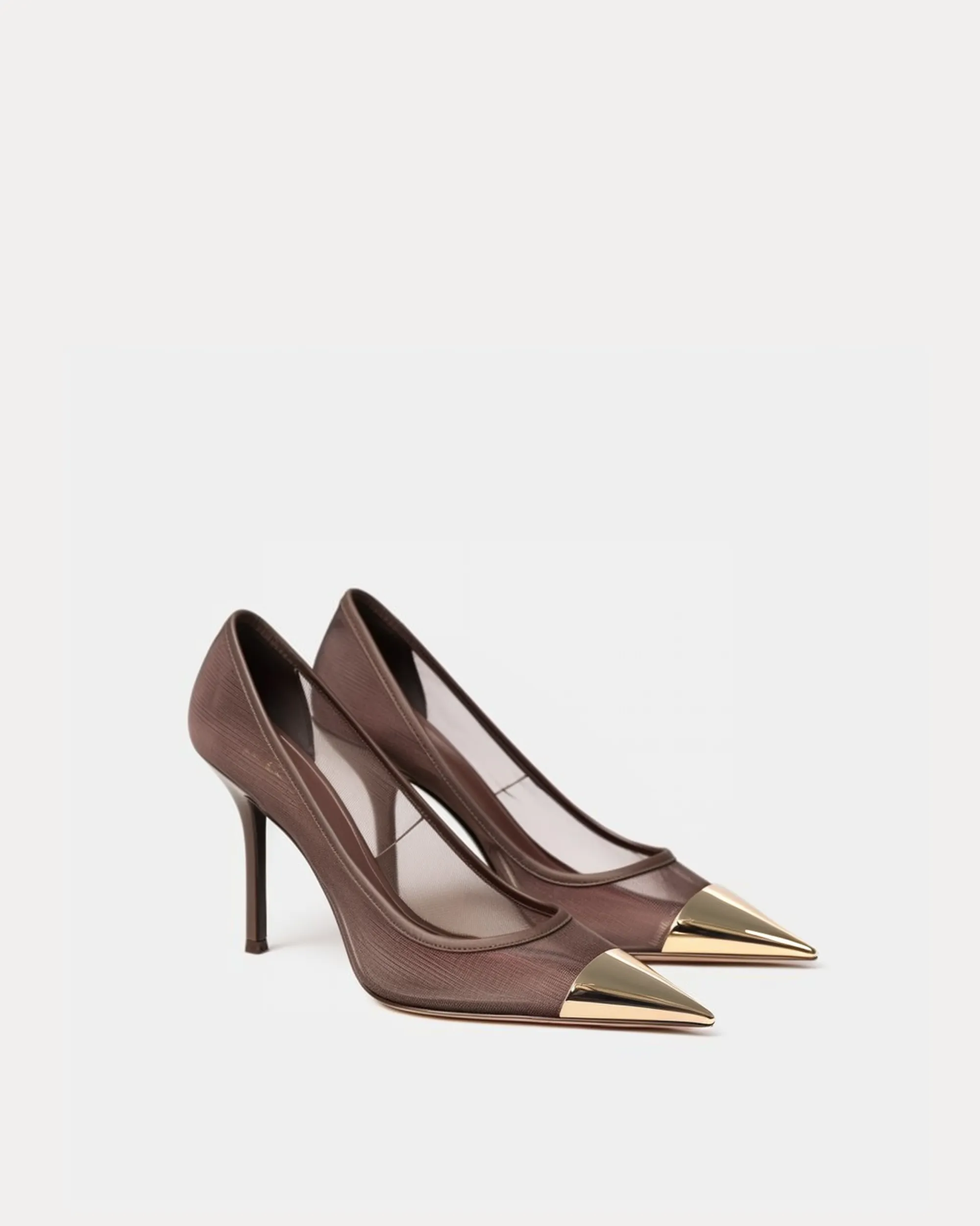 Everly Mesh Pointed-Toe Heels - Brown sold by JW PEI