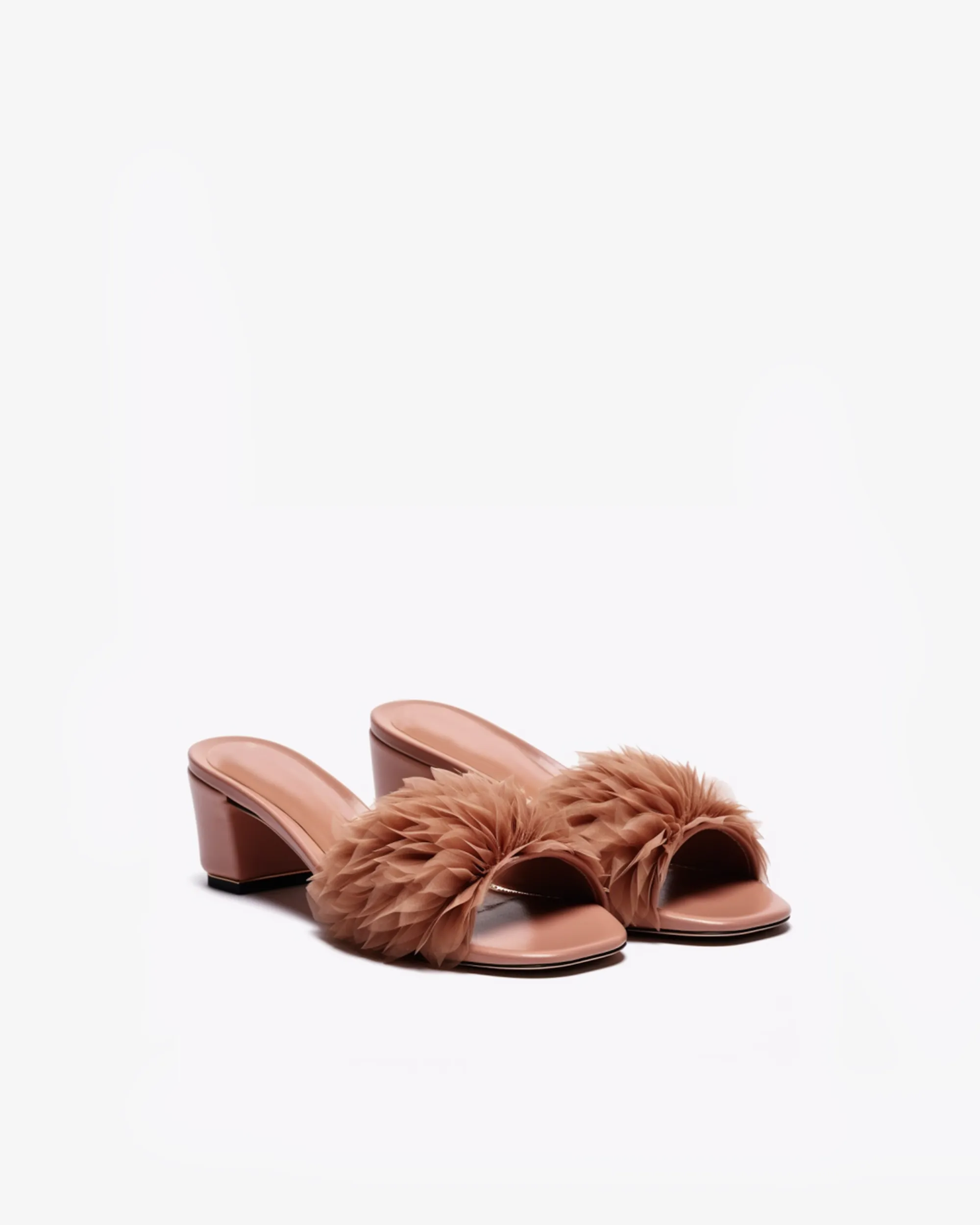 Nevaeh Feather Mules - Brown sold by JW PEI