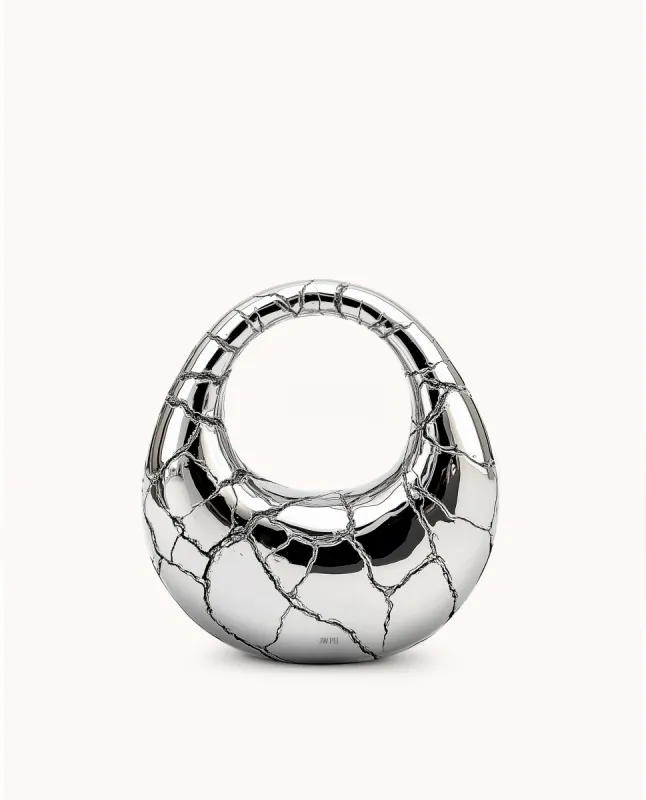 Elizabeth Metallic Cracked Clutch - Silver sold by JW PEI