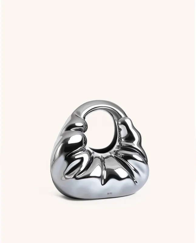 Aria Metallic Wavy Top Handle Bag - Silver sold by JW PEI