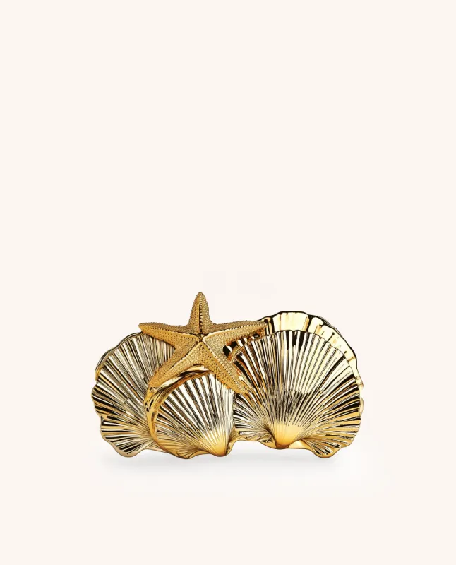 Hannah Seashell and Starfish Clutch - Gold sold by JW PEI