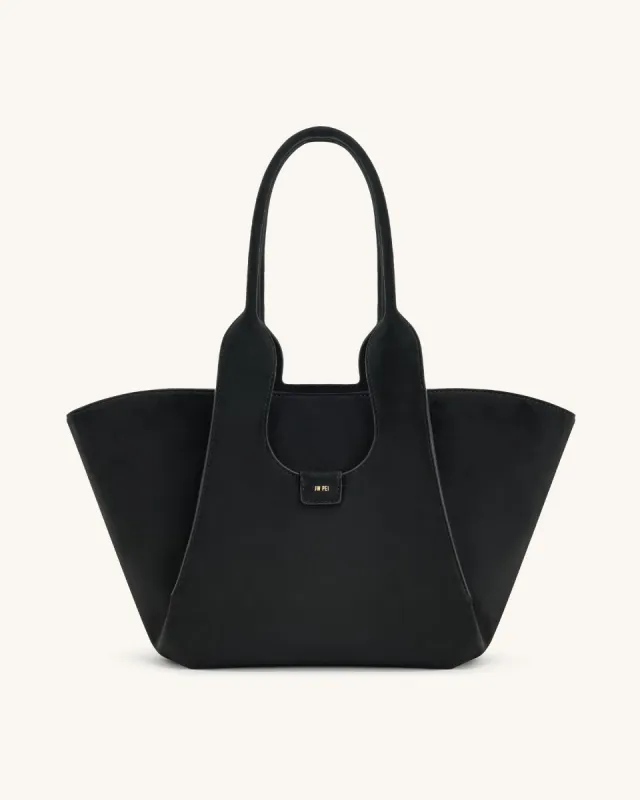 Cara Faux Suede Tote Bag - Black sold by JW PEI