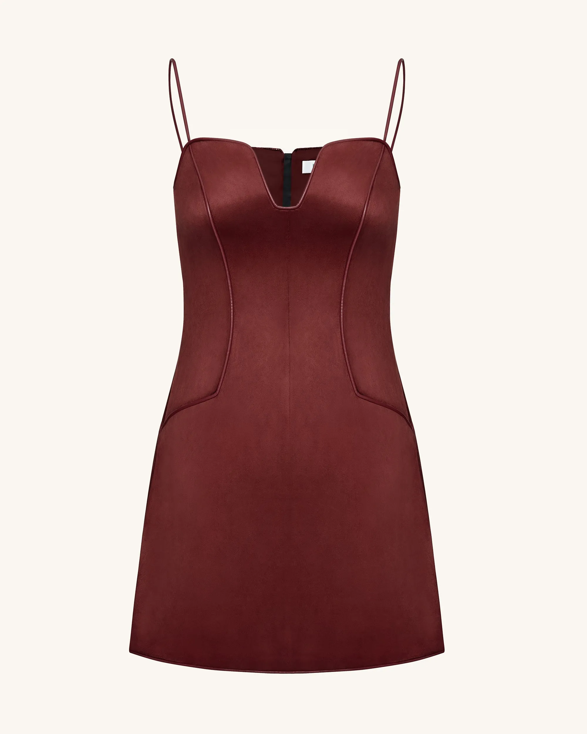 Eva Spaghetti Strap Sueded Dress - Burgundy sold by JW PEI