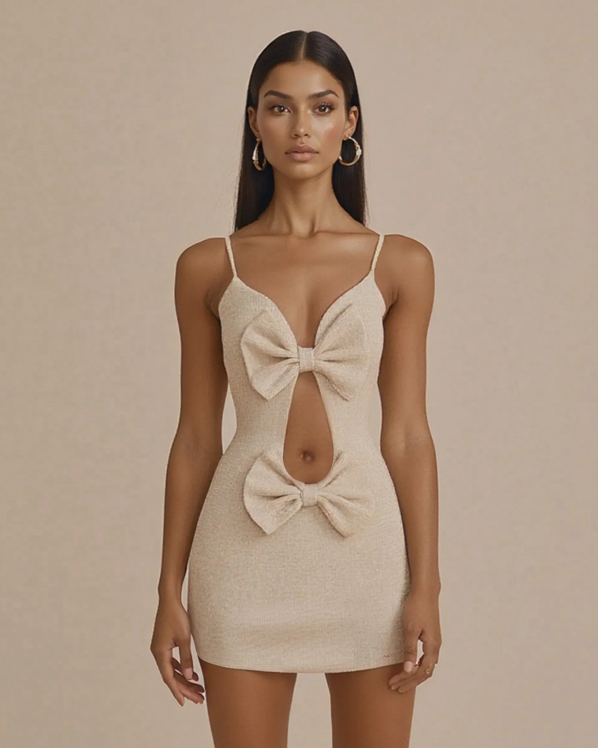 Aria Double Bow Cutout Mini Dress - Ivory sold by JW PEI