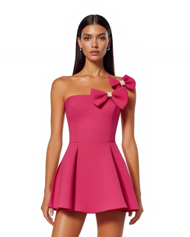 Taylor Bow Embellished Strapless Mini Dress - Pink made by JW PEI