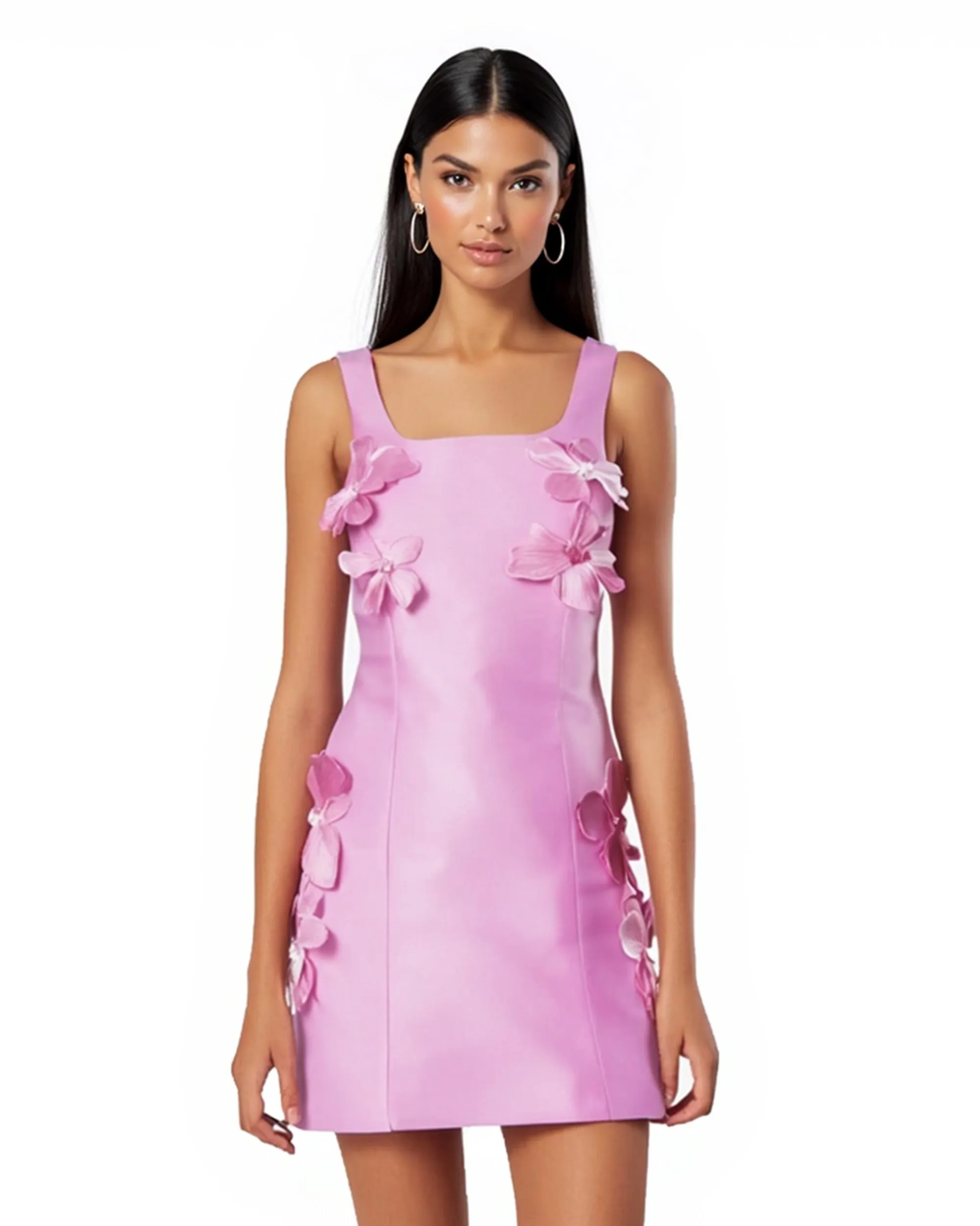 Clarisse Floral Appliqué Sleeveless Mini Dress - Pink sold by JW PEI
