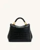 Lucia Classic Top Handbag - Black Croc sold by JW PEI